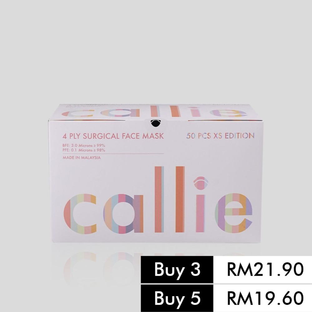 Callie Mask: A box of 50 4-ply surgical face mask, XS size kid mask